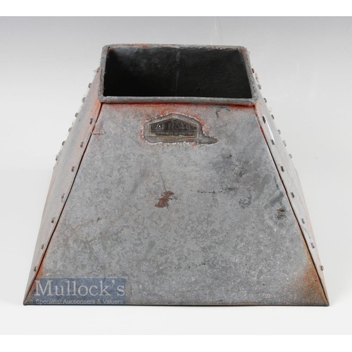 676 - Original Pattisson Golf Course Requisites Alloy Sand Tee Box - square splayed shaped box c/w origina... 