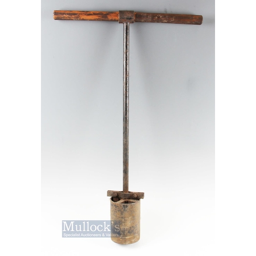 677 - Pattison Makers Cast Iron Golf Pin Flag Hole Cutter circa early 1900s - the cylinder measures 4.25