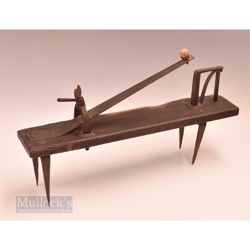 698 - Late 19th early 20th century Knurr & Spell ball game launcher - comprising horizontal wooden plank w... 