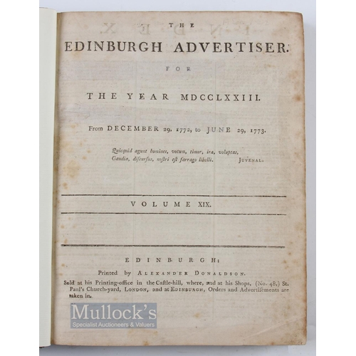 739 - 1772 Early Golf Reference - Very Rare Period Leather Bound Collection of The Edinburgh Advertiser Ne... 