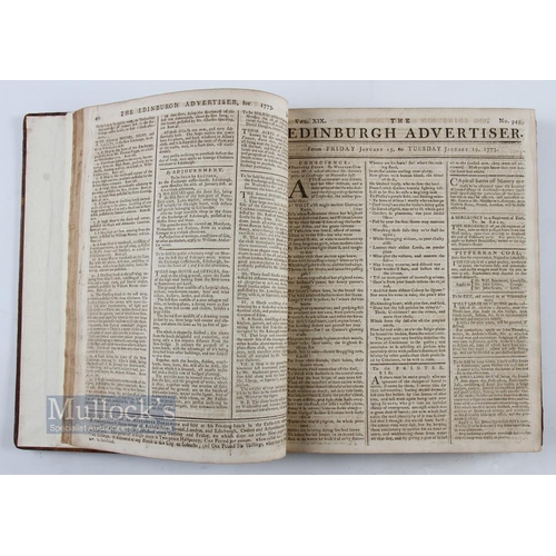 739 - 1772 Early Golf Reference - Very Rare Period Leather Bound Collection of The Edinburgh Advertiser Ne... 