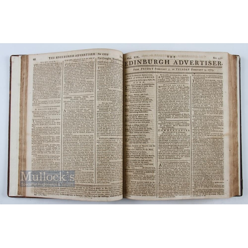 739 - 1772 Early Golf Reference - Very Rare Period Leather Bound Collection of The Edinburgh Advertiser Ne... 