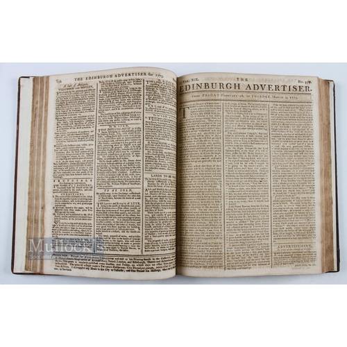 739 - 1772 Early Golf Reference - Very Rare Period Leather Bound Collection of The Edinburgh Advertiser Ne... 