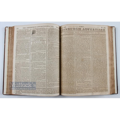 739 - 1772 Early Golf Reference - Very Rare Period Leather Bound Collection of The Edinburgh Advertiser Ne... 