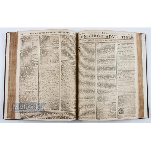 739 - 1772 Early Golf Reference - Very Rare Period Leather Bound Collection of The Edinburgh Advertiser Ne... 