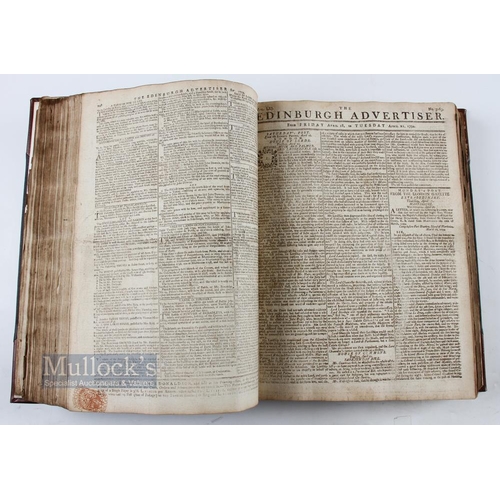 740 - 1794-1795 Early Golf Reference - Very Rare Period Leather Bound Collection of The Edinburgh Advertis... 