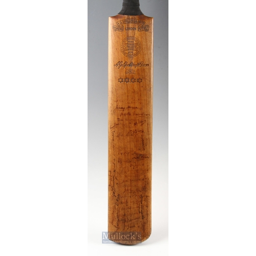 811 - Rare and Unusual A G Spalding & Bros Cricket Bat signed by many famous golfers pre 1939 - comes with... 