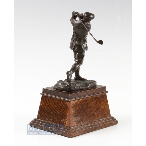 821 - Harry Vardon bronze golfing figure by Hal Ludlow c1920 - mounted on a naturalistic base stamped Harr... 