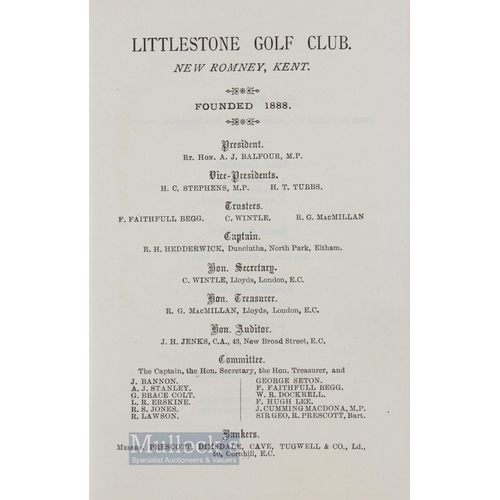 825 - Rare 1894/95 Littlestone Golf Club (Est 1888) Rules, Regulation, and List of Members Booklet - found... 