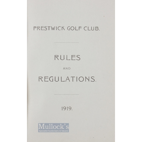 828 - 1919 Prestwick Golf Club (Est 1851) Rules & Regulations and List of Members Handbook - in the origin... 