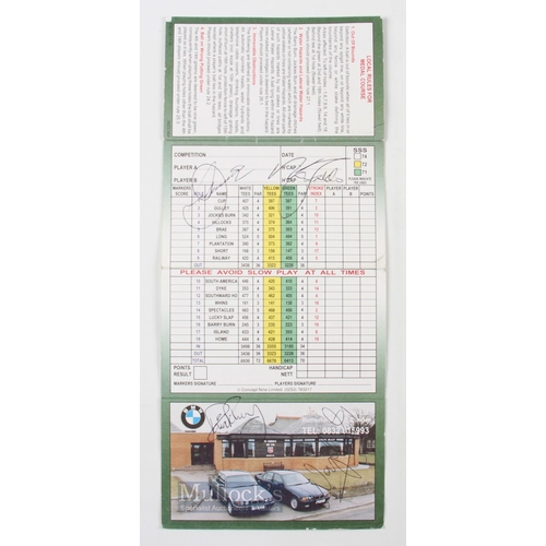 915 - Seve Ballesteros and Nick Faldo Signed Carnoustie Golf Scorecard c1999 appears with signatures inter... 