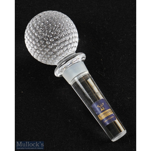 956b - Gleneagles 24% Full Lead Crystal Golf Ball Bottle Stopper - in original with label