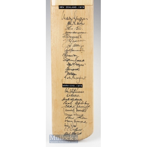 1052 - Four Team Signed Duncan Fearnley Supreme Cricket Bat - 1978 Signed by 14 of the New Zealand Team, 12... 