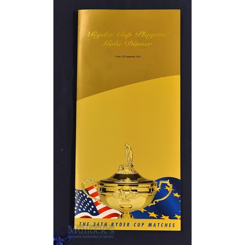 514 - Rare 2002 Ryder Cup Past Players Gala Dinner Signed Menu - held on Friday 27th September 2002 at For... 