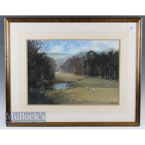 578 - Perry, Roy colour golf print entitled 'To Halve The Match' marked to reverse, framed, measures 59x75... 