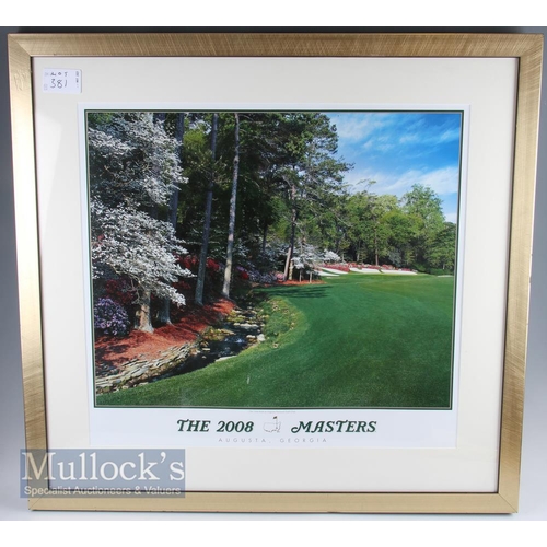 580 - Large 2008 Masters August colour golf print depicting 13th hole at Augusta National Golf Club, frame... 