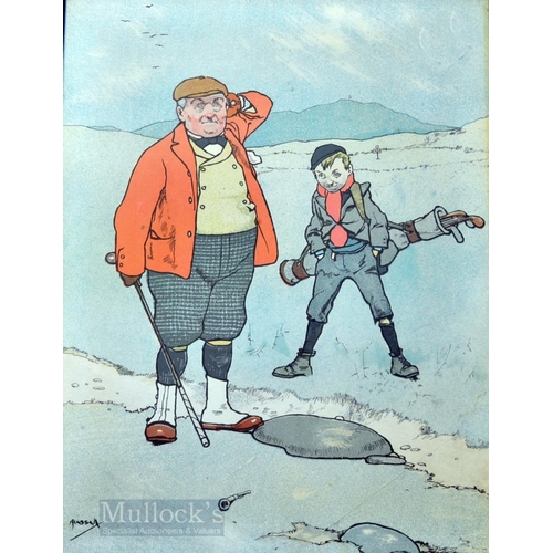 596 - John Hassall (1868-1948) pair of humorous colour golf prints - from a portfolio of 7 prints original... 