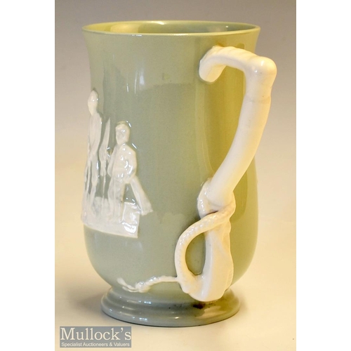 951 - Copeland Spode Golfing Pitcher c1920 - decorated with golfer putting with his caddie in white relief... 