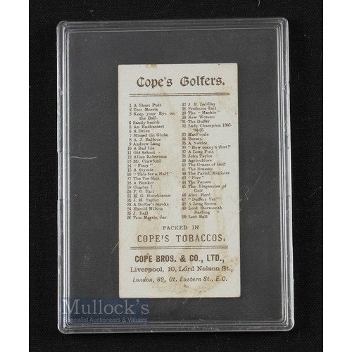 847 - Young Tom Morris - Rare Copes Golf Cigarette Card No. 26 c1900 - mounted in plastic protective frame... 