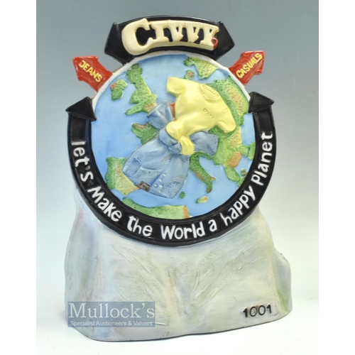 105 - Ceramic Shop Advertising for Civvy Jeans, Let's Make the World a Happy Planet, matt glazed display i... 