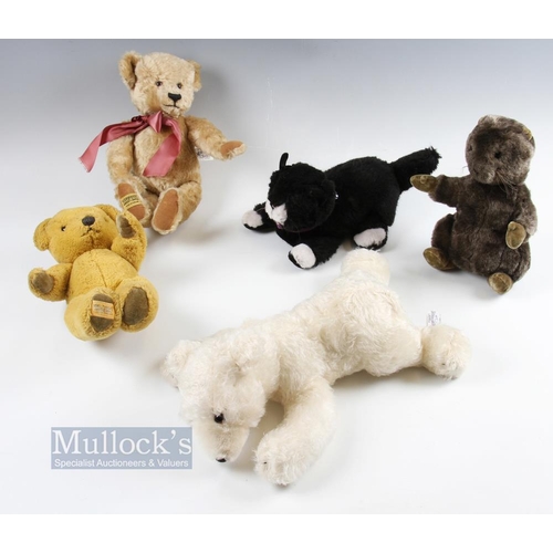 12 - 5x Merrythought Soft Toys/Teddy Bears, to include a jointed bear with hump to back limited edition 1... 