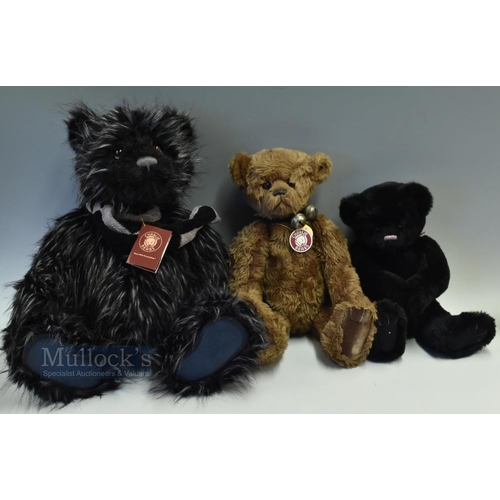 15 - 3x Charlie Bears Edmund & Jack Junior, Collector bears by designed by Heather Lyell, plus a large be... 