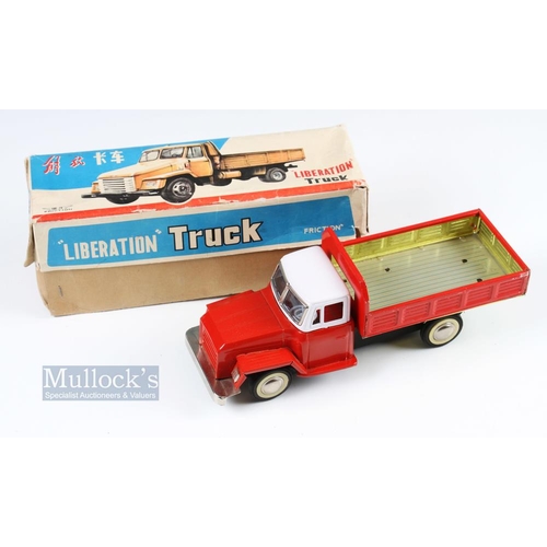 18 - c1960 Liberation Truck Fiction Tinplate Toy, red body made in China Mf2 164 and in original box with... 