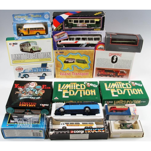 21 - Diecast Toy Models of Buses/Coaches/Vans cars, by Corgi Siku, Dinky Lledo, Solido to include Siku Su... 