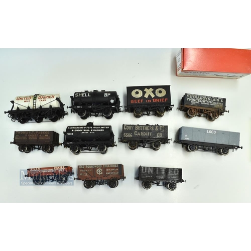 32 - 11x O Gauge Fine-scale Model Railway  Tankers, OXO Private Van, Private Coal wagons well-made model ... 