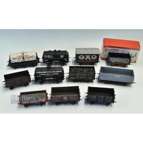 32 - 11x O Gauge Fine-scale Model Railway  Tankers, OXO Private Van, Private Coal wagons well-made model ... 