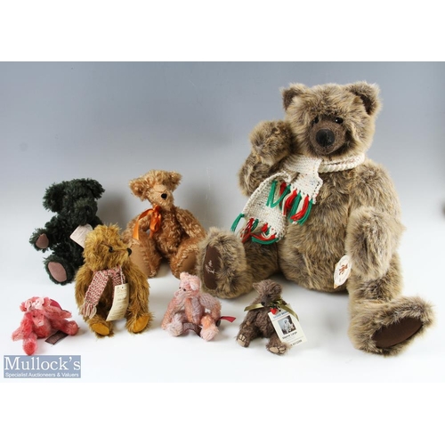 16 - 7x Artist Jointed Bears collection, to include a Barton creek collection by Gund Large Papa Paws #60... 