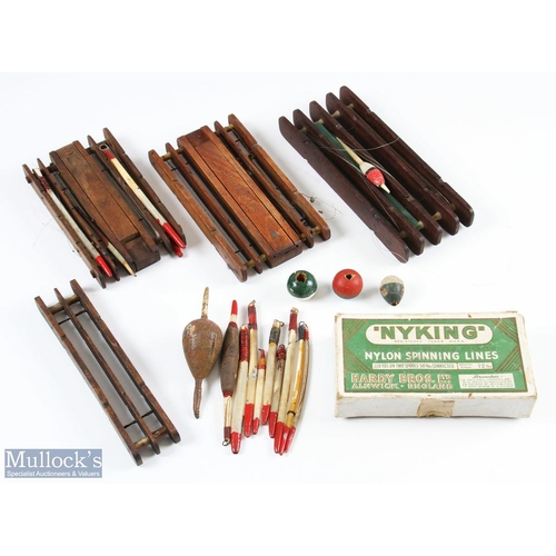 57 - Selection of Line Winders and Floats including 4 line winders with 2 having central compartments wit... 