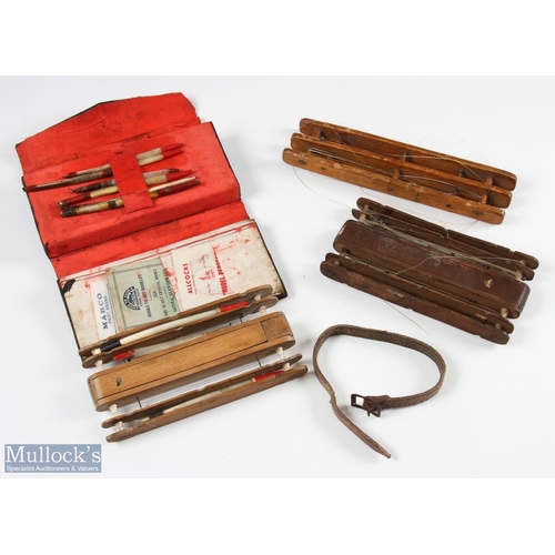 60 - Angler's Float Winder Compendium housed in original case with leather strap clasp with small selecti... 
