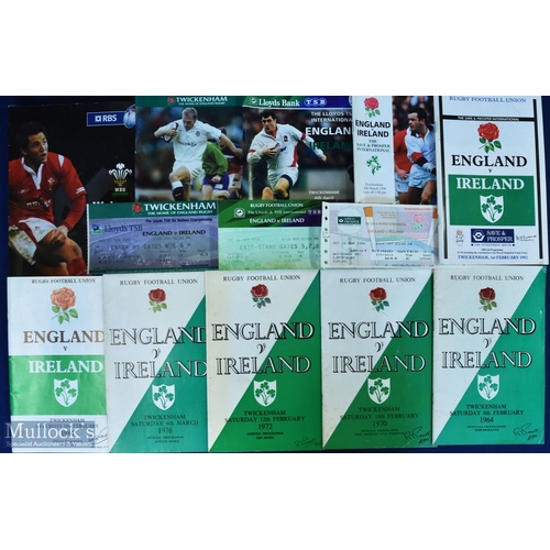 139 - 1964-2005 Ireland in the UK Rugby Programmes (9): England v Ireland 1964, 1970, 1972, 1976, 1984, 19... 