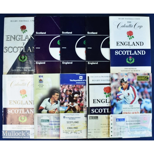 140 - 1967-1997 Calcutta Cup Rugby Programmes (10): Matches at Twickenham or Murrayfield from 1967, 1978, ... 