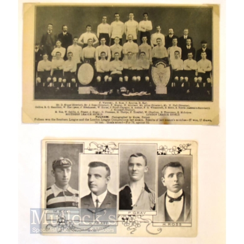 1473 - 1906/1907 Fulham b&w team postcard (Southern League Champions), football action postcard in colour (... 