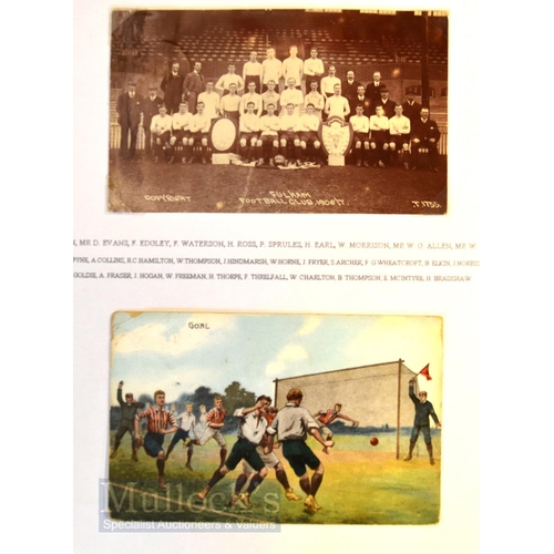 1473 - 1906/1907 Fulham b&w team postcard (Southern League Champions), football action postcard in colour (... 