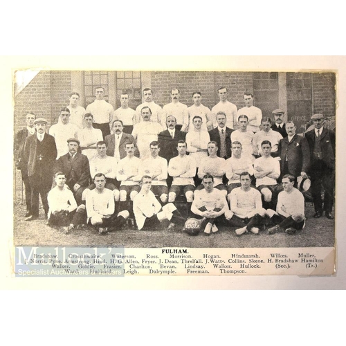 1474 - 1907/1908 Fulham FC 1st season in the Football League, b&w postcard photograph of the team and offic... 