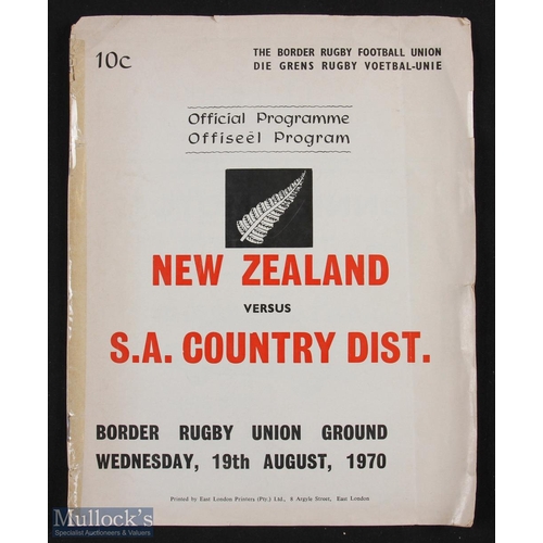 168 - Rare 1970 SA Country Districts v All Blacks Rugby Programme: First time we have handled in many year... 