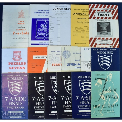 214 - 1951-1996 Sevens Rugby Programmes (18): Great choice for Sevens collectors, Middlesex 1951, 54, 57, ... 