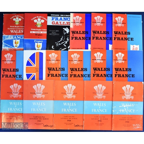 232 - 1954-88 Wales & France Rugby Programmes (17): Most of the Cardiff editions from that era, some with ... 