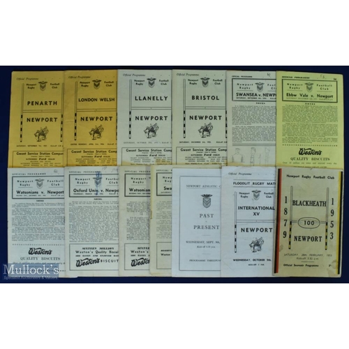 239 - 1951-1989 Newport Home Rugby Programmes (39): Mostly from the 1950s/60s, with specials like the 100t... 