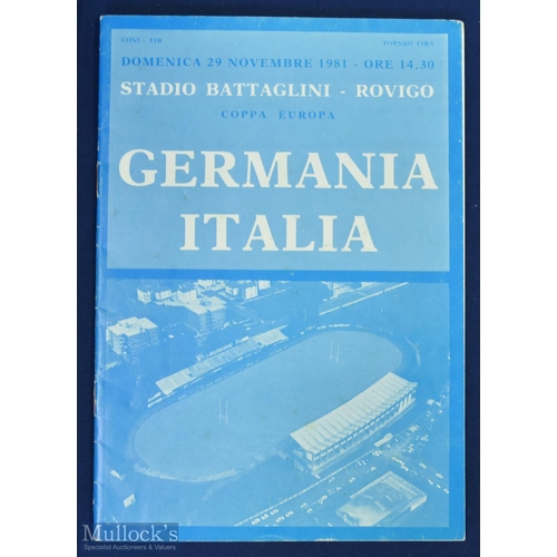 318a - V Rare 1981 Italy v Germany 1981 Rugby Programme: For game in the Coppa Europa, played in Rovigo. VG