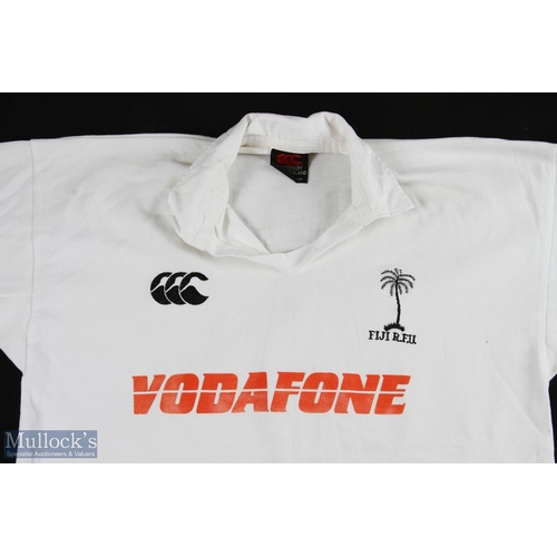 325a - 1995 Fiji Match Worn Rugby Jersey, No.10: Large, sleeves cut short, Canterbury make, Vodafone logo, ... 