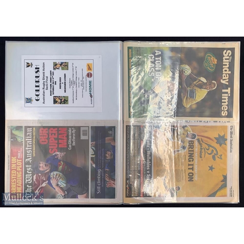 350a - 3x Very large Rugby Cuttings/Posters Sleeved Albums: Lovingly collected over the years, a matching s... 