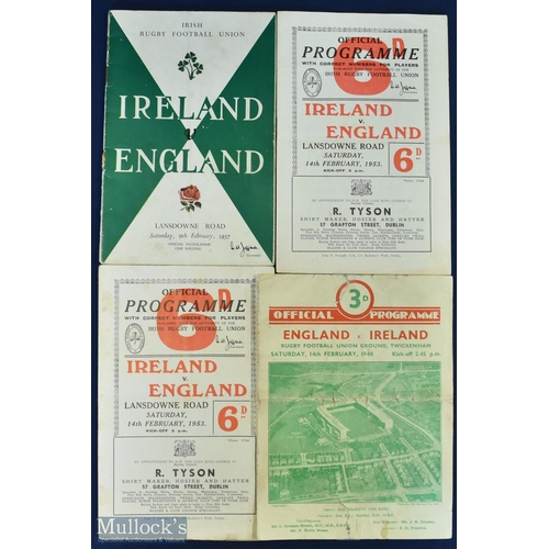 358b - 1948-1957 Ireland Home programmes (4): Really worn (but hey: Triple Crown!) v England at Twickers 19... 