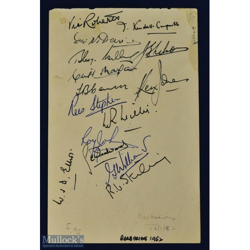 362b - Rare 1951/2 SA Springbok Rugby Tour Autograph Book Page: From the 'Grand Slam' tour, their test and ... 