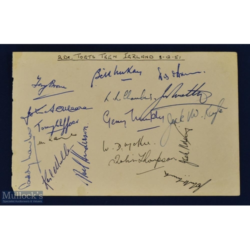 363 - Rare 1951/2 SA Springbok Rugby Tour Autograph Book Page: From the 'Grand Slam' tour, their test oppo... 