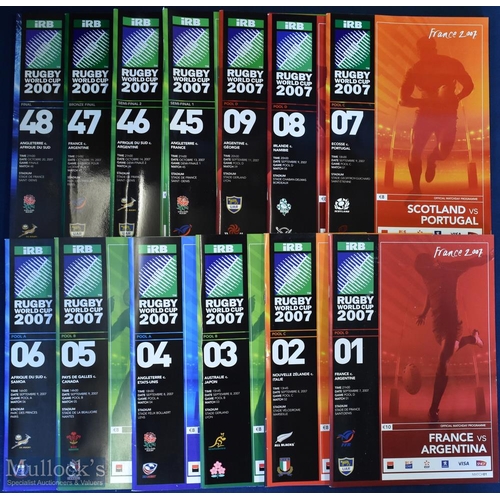 370 - 2007 RWC 44/48 Rugby Programmes: Missing only the semis, final and third/fourth place pay-off. Mint