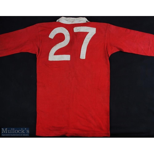 373 - Hugely Rare 1950 British & I Lions Matchworn Jersey: The classic large scarlet match worn No. 27 (to... 